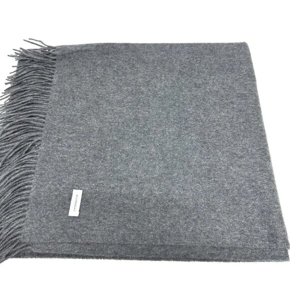 GIVENCHY Logo embroidery Stole / Shawl apparel Scarf Cashmere gray Unused - Picture 1 of 15
